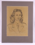 WWII Pencil Portrait of WAC Officer