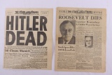 Roosevelt Dies'/'Hitler Dead' Newspapers