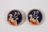 (2) 1970's Foy Rolling Papers Adv. Buttons