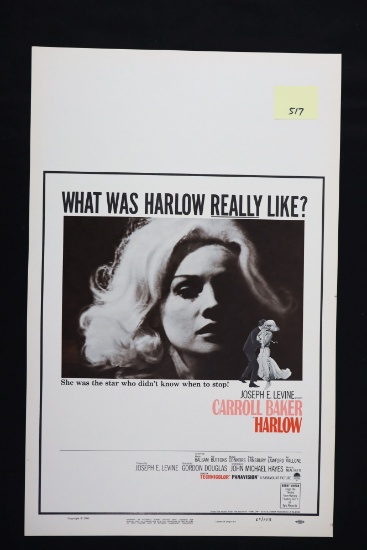 Harlow 1965 Window Card/Jean Harlow