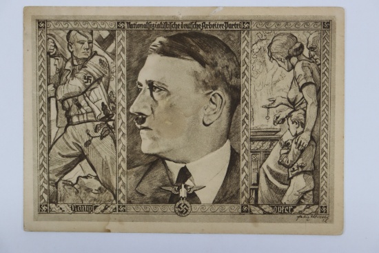 Adolf Hitler Nazi Propaganda Postcard