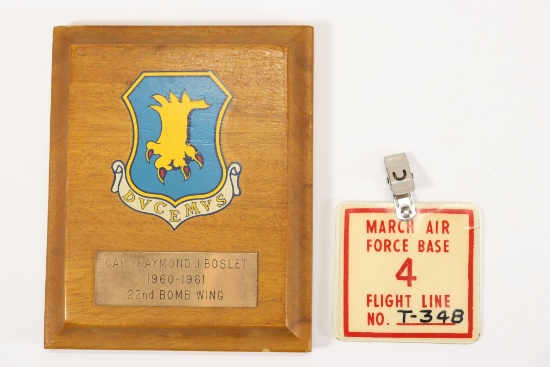 1960's USAF Pilot's Plaque/Flight Line Pass