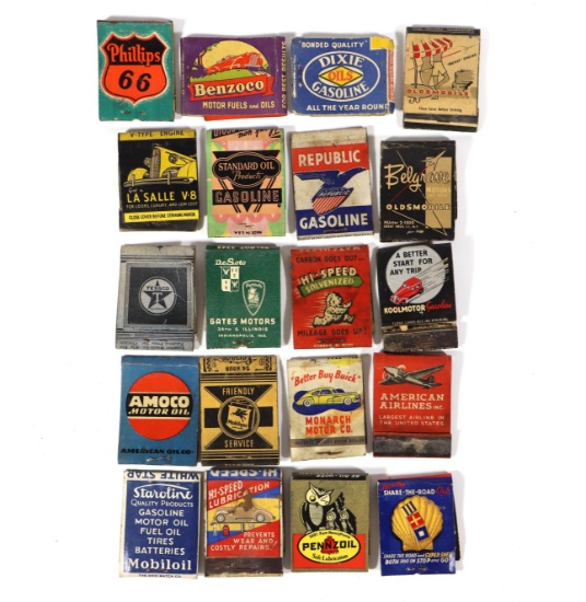 (20) Vintage Auto/Gas & Oil Matchbooks