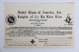 Antique KKK Membership Application-CONN