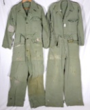 (2) Well-Used WWII HBT Tanker Coveralls