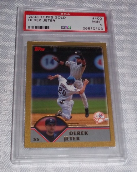 2003 Topps Gold Derek Jeter Baseball Card PSA GRADED 9 MINT Yankees