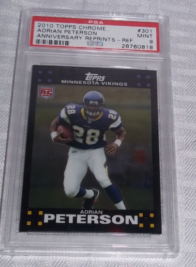 2010 Topps Chrome NFL Football Adrian Peterson Rookie Card PSA GRADED 9 MINT Vikings