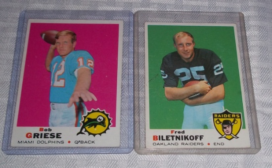 1969 Topps NFL Football HOF Pair Bob Griese & Fred Biletnikoff