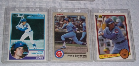 1983 Topps Fleer Donruss Ryne Sandberg Rookie Cards RC Cubs HOF Lot