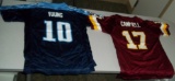 Two NFL Football Jerseys Vince Young Titans & Jason Campbell Redskins Smaller Sizes