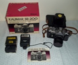 Kalimar SR-200 35mm Single Reflex Camera w/ Box Camron Filter Rokinon Flash Lot Russia USSR K-647