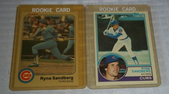 1983 Topps & Fleer Baseball Rookie Card Pair Ryne Sandberg Cubs RC HOF