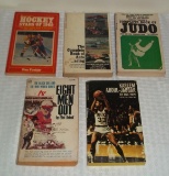 5 Vintage Sports Paperback Books Kareem Judo Racing NHL