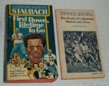 2 Vintage NFL Football Paperback Books Roger Staubach Cowboys First Down Lifetime Super Bowl