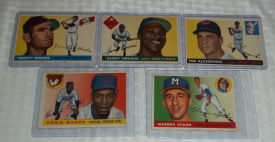 1955 Topps Baseball Card Lot Stars Banks Rhodes Amoros Klu Spahn Nice BV $$