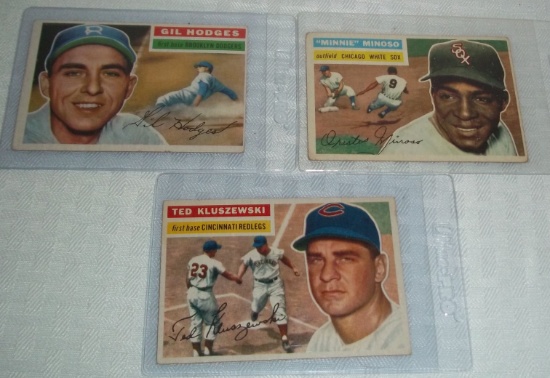1956 Topps Baseball 3 Star Cards Lot Hodges Minoso Klu