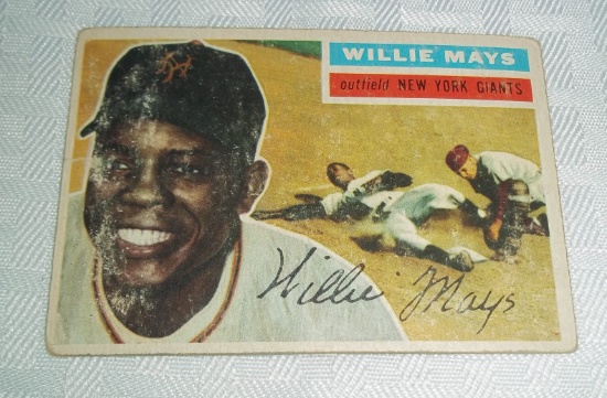 Vintage Baseball Card 1956 Topps #130 Willie Mays Giants HOF High BV $$