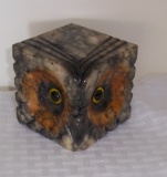 Vintage Italy Owl Marble Paperweight Face 58310 Carved