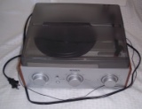 Jensen 3 Speed Record Player Turntable Built In Spealers JTA-220 Works AM/FM Stereo Radio