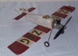 Vintage R/C Hand Made Zig Zag Wooden Airplane Model Rare w/ Pilot Some Rear Damage