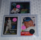 3 Mickey Mantle Modern Insert Cards Then & Now Relic Jersey Inserts Yankees HOF