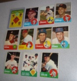 11 Vintage Topps 1963 Baseball Cards w/ Aaron Musial Robinson Leaders HOF
