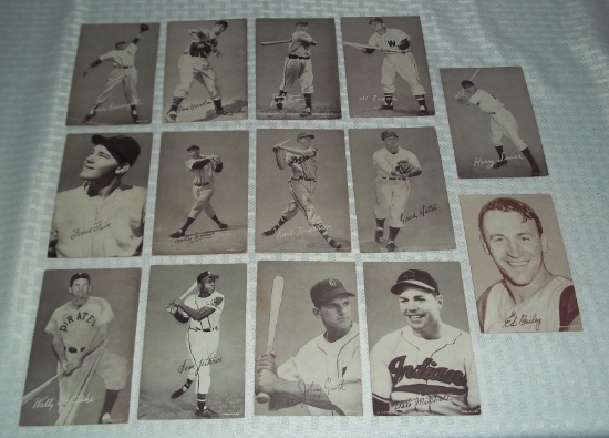 (14) Vintage Baseball Arcade Exhibit Cards Lot Blank Back MLB