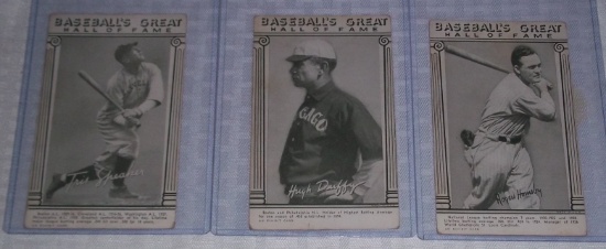 (3) Vintage Baseball Greats HOF Exhibit Arcade Cards Lot Speaker Duffy Hornsby