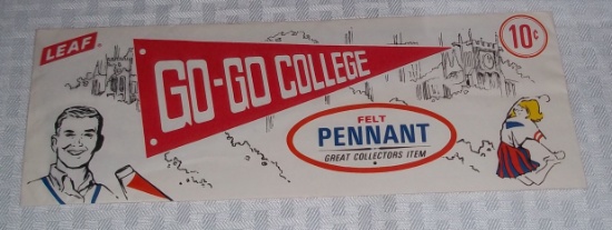 1960 Leaf Go Go College Felt Pennant Still Sealed Wax Pack Rare