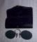 Vintage Antique Blue Purple Shades Sunglasses Clip On w/ Case Pince Nez Rare