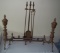 Vintage Antique Brass Fireplace Set 6 Pieces Tools Rare Mid Century Art Deco Poker Shovel Andirons