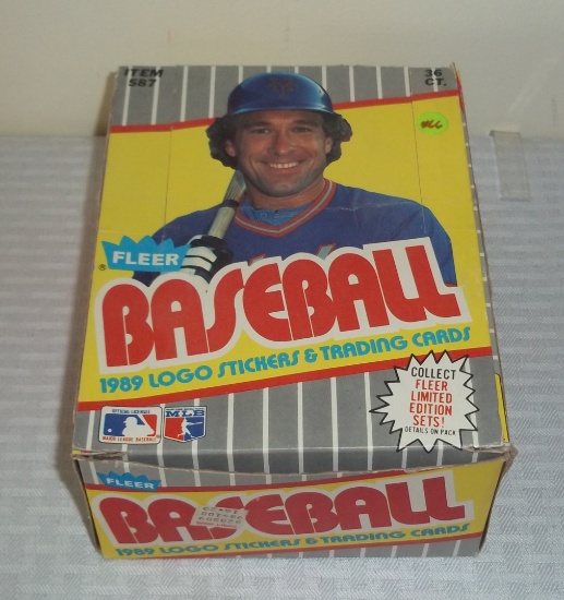 1989 Fleer Baseball Wax Box 36 Packs Complete Potential GEM MINT Rookies Griffey Ripken Face Error