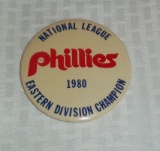1980 MLB National League Eastern Division Champion Phillies Button Pin 3 1/2'' Rare Not NLCS Or WS