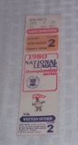1980 NLCS Phillies Ticket Game 2 Astros Schmidt Rose Carlton Tug Green Maddox