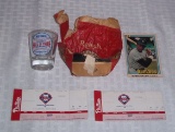 Misc Baseball Lot Vintage Hall Of Fame Shot Glass Phillies Tickets Old Reach Ball Package Card