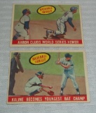 1959 Topps Baseball Thrills Card Lot Pair Hank Aaron & Al Kaline HOF