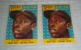 (2) 1958 Topps Baseball Card #488 All Star Hank Aaron Braves HOF