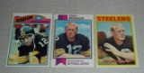 3 Vintage NFL Football Topps Cards Terry Bradshaw Steelers HOF 1972 1973 1977