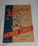 Rare Unscored 1949 Philadelphia A's Athletics Vs NY Yankees ScoreCard Program Connie Mack High Grade