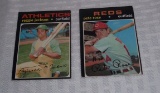 1971 Topps Baseball Card Pair Reggie Jackson A's & Pete Rose Reds Stars