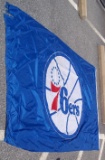Authentic Philadelphia 76ers NBA Basketball Logo Banner Flag Outside Wells Fargo Center 70'' x 120''