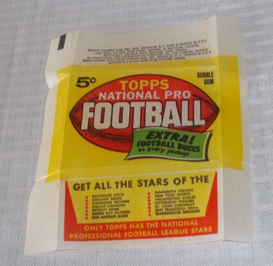 Vintage 1962 Topps NFL Football Card Wrapper Rare Nice Condition