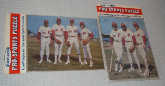 Very Rare Sealed Pair Set Pro Sports 1976 Phillies Puzzles MISB Schmidt Carlton Tug McGraw MLB 1970s