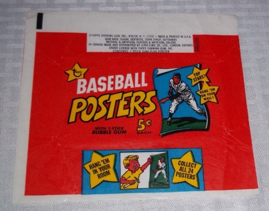 1968 Topps Poster Wax Pack Wrapper Very Rare 5c Needed For Your Complete Set