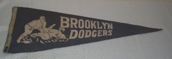 Vintage 1940s 1950s MLB BROOKLYN DODGERS Original Felt Baseball Pennant FS Bums 27'' Campanella