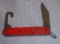 Schrade Walden Pocket Knife Orange Handle 2 Blade Made In USA NY Stainless Steel Paratrooper