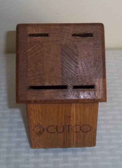 Cutco Solid Wood Knife Block Holds 4 Knives Holder Honey Oak