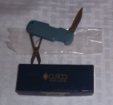 Cutco #1888 Pocket Knife Blue w/ Original Box Bag Rare 2 Blades & Scissors