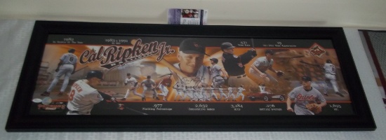 Cal Ripken Jr Autographed Panoramic Poster Photo 3,001 Inscription Orioles HOF JSA COA Framed MLB