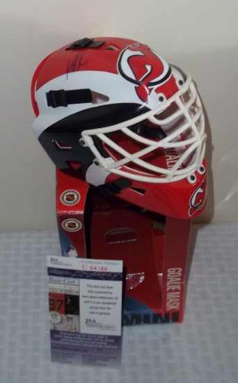 Martin Broduer Autographed NHL Hockey Goalie Mini Mask w/ Box NJ Devils New HOFer JSA COA